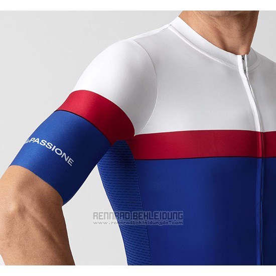 2019 Fahrradbekleidung La Passione Wei Rot Blau Trikot Kurzarm und Tragerhose